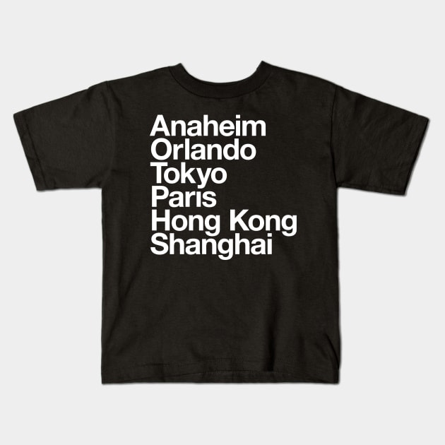 6 Magical Cities Kids T-Shirt by GoAwayGreen